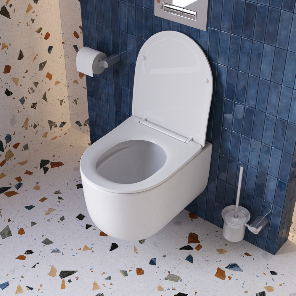 Унитаз подвесной безободковый с сиденьем со смывом TORNADO BelBagno SOFT-TOR BB084CH-TOR/SC