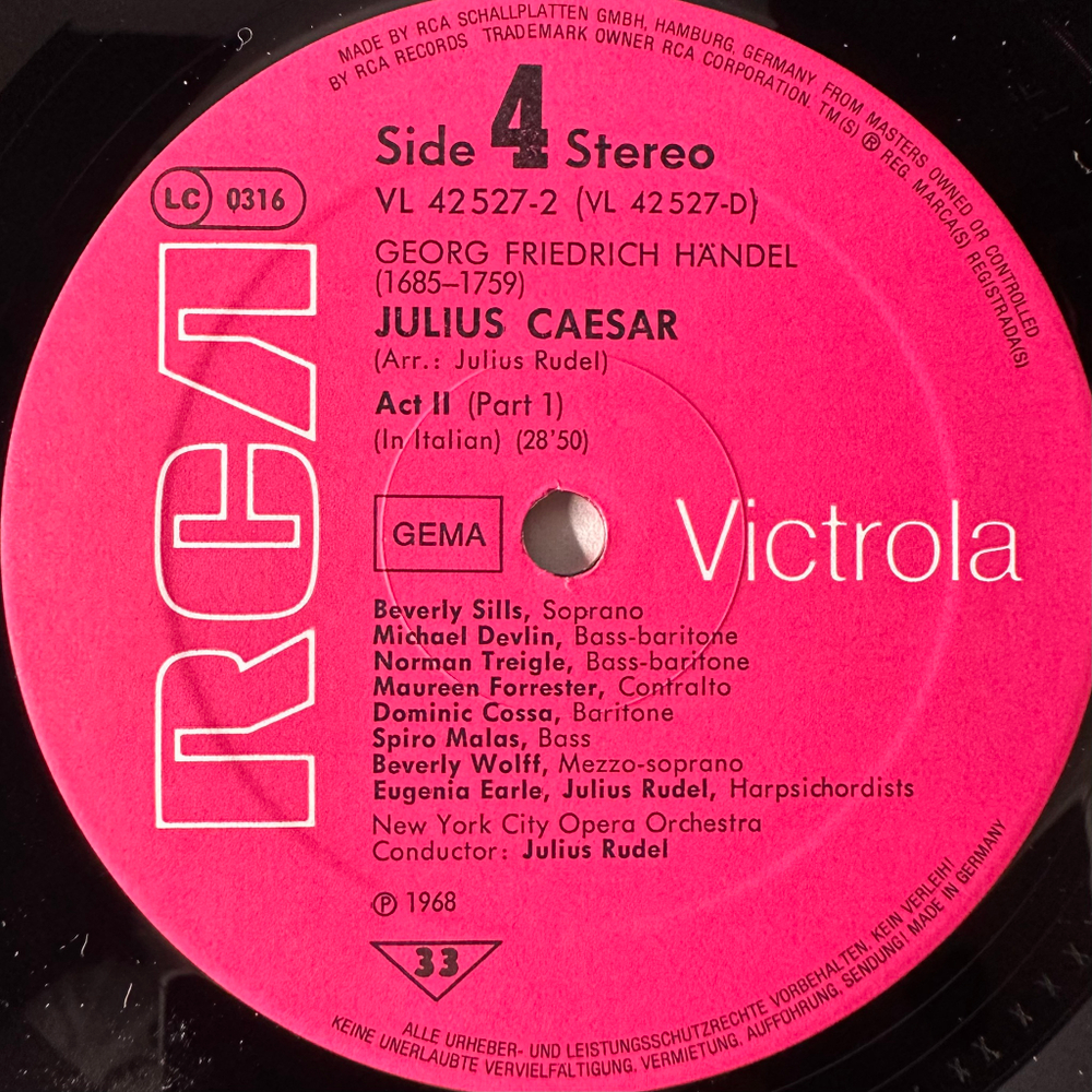 Гендель - Юлий Цезарь 3LP (Германия)