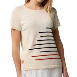Женская теннисная футболка Roland Garros Heritage Lines - white/clay