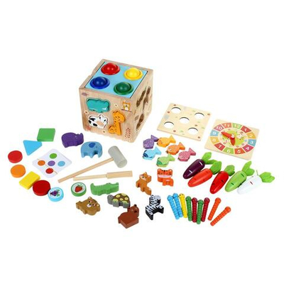 Развивающая игрушка деревянная Бизибокс 8 в 1, коробка C-41738