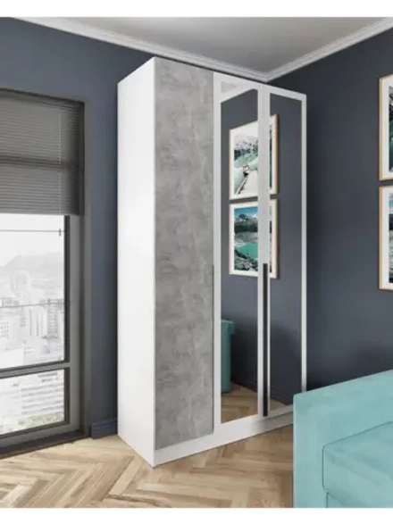 Шкаф распашной Мадрид с зеркалом 1;2м белый