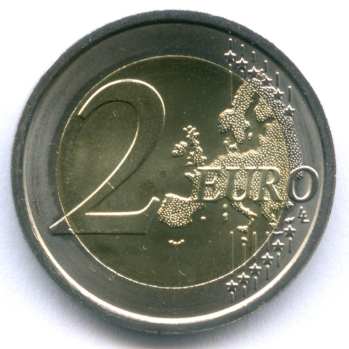 2 евро 2019 год. Италия. 500 лет со дня смерти Леонардо да Винчи. Биметалл UNC