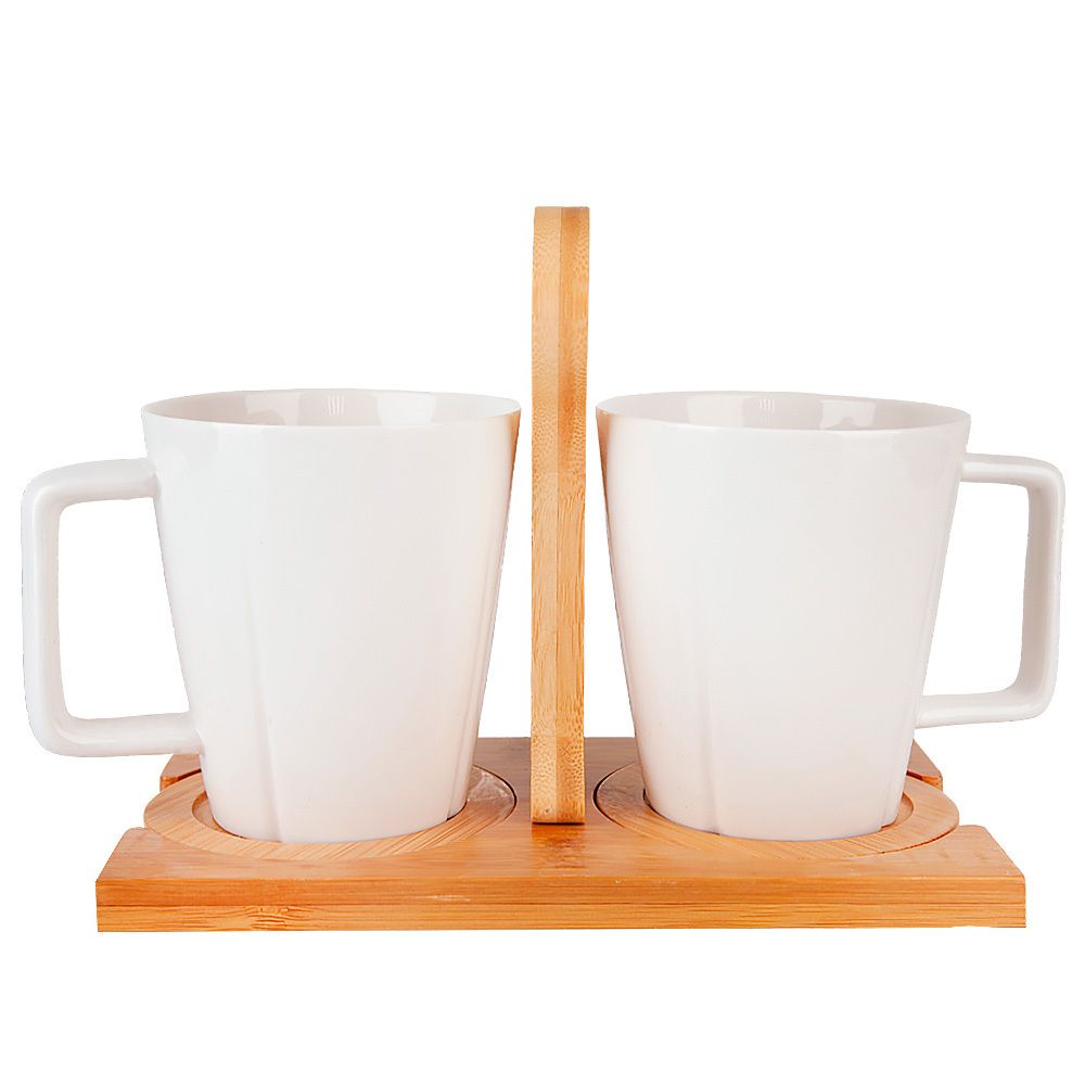 Набор из 2 кружек на подставке "Naturel" 20*11,5*15,5см v=360мл. (подарочная упаковка)