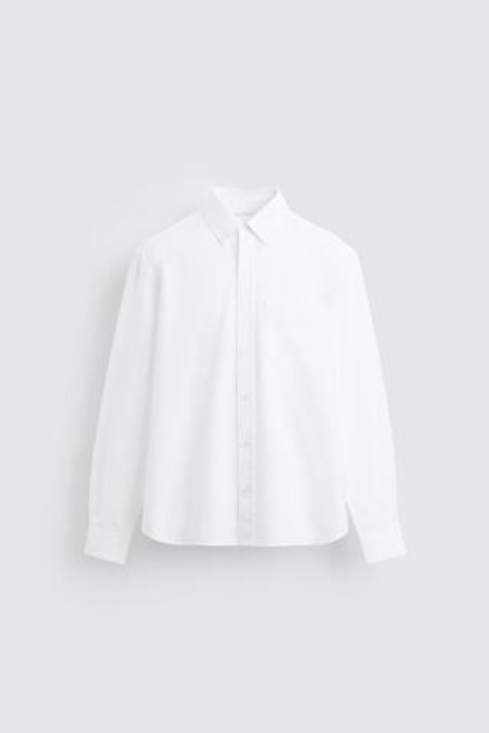 ZARA РУБАШКА ОКСФОРД, БЕЛЫЙ