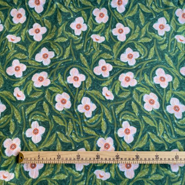 МАЛЬВА НА ЗЕЛЕНОМ, 100% хлопок, Handmade Fabrics 5