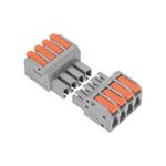 Клемма СМК 222-424R проходная разъемная 4 полюса серая 0,2-2,5/4мм² (20 шт/уп) REXANT