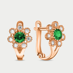 Серьги детские с фианитами из розового золота 585 пробы (арт. 73263)