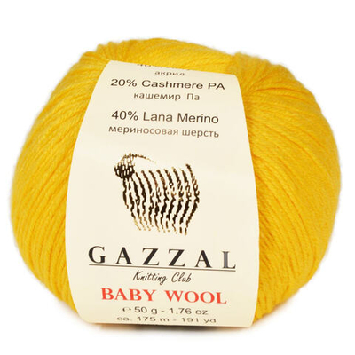Пряжа GAZZAL Baby Wool 50 гр. 175 м цвет 812 состав: 40% шерсть мериноса, 20% кашемир ПА, 40% акрил