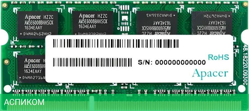 Оперативная память Apacer 8GB DDR3 SO-DIMM PC3-12800 (DV.08G2K.KAM / AS08GFA60CATBGJ)