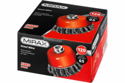 Щетка-крацовка чашечная для УШМ двухрядная (120 мм, М14) MIRAX 35104-120-2