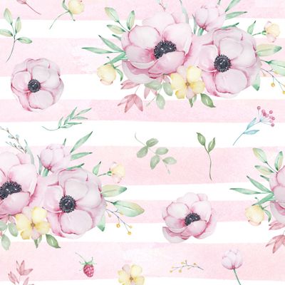 Полосатый фон с букетами