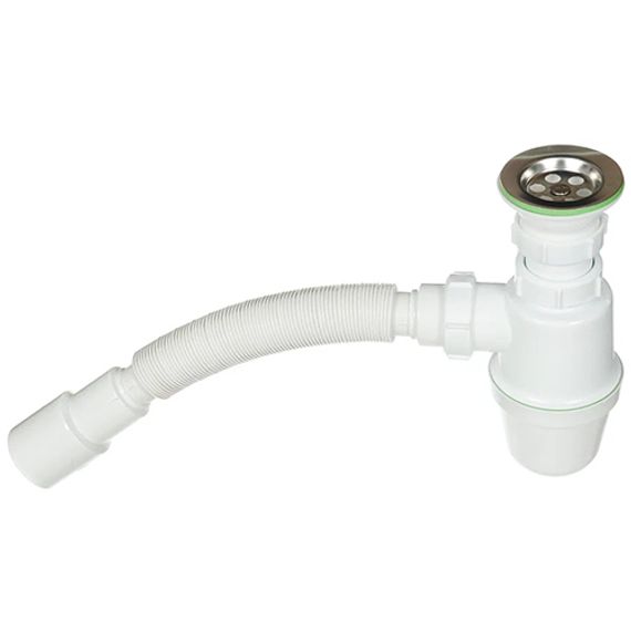 Сифон бутылочный AQUATTRO 1"1/2*40/50 выпуск чашка 70мм нержавеющая сталь гибкая труба 41790