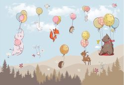 Фотообои животные и воздушные шары