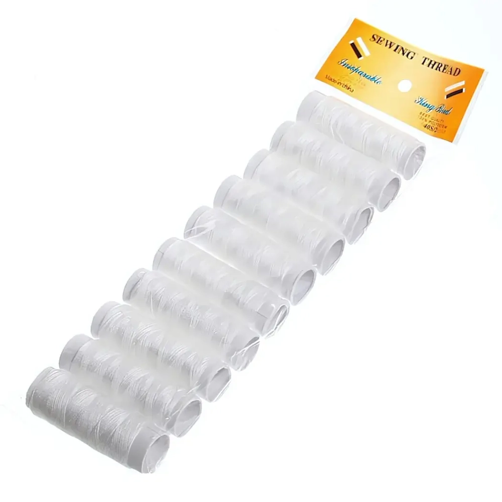 Нитки в наборе 10шт, цвет белый, 40м.