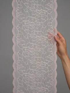 03-295 ОПТ Кружево эластичное 22 см, серебристый пион 168