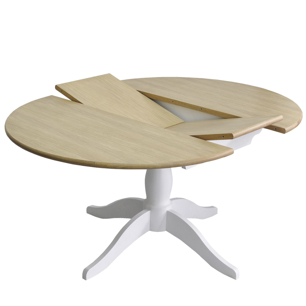 Стол кухонный, 120х80, Итан, раздвижной, обеденный, круглый, деревянный, белый, Dipriz