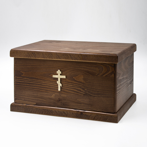 Урна для праха ясень "Завет" коричневая Крест