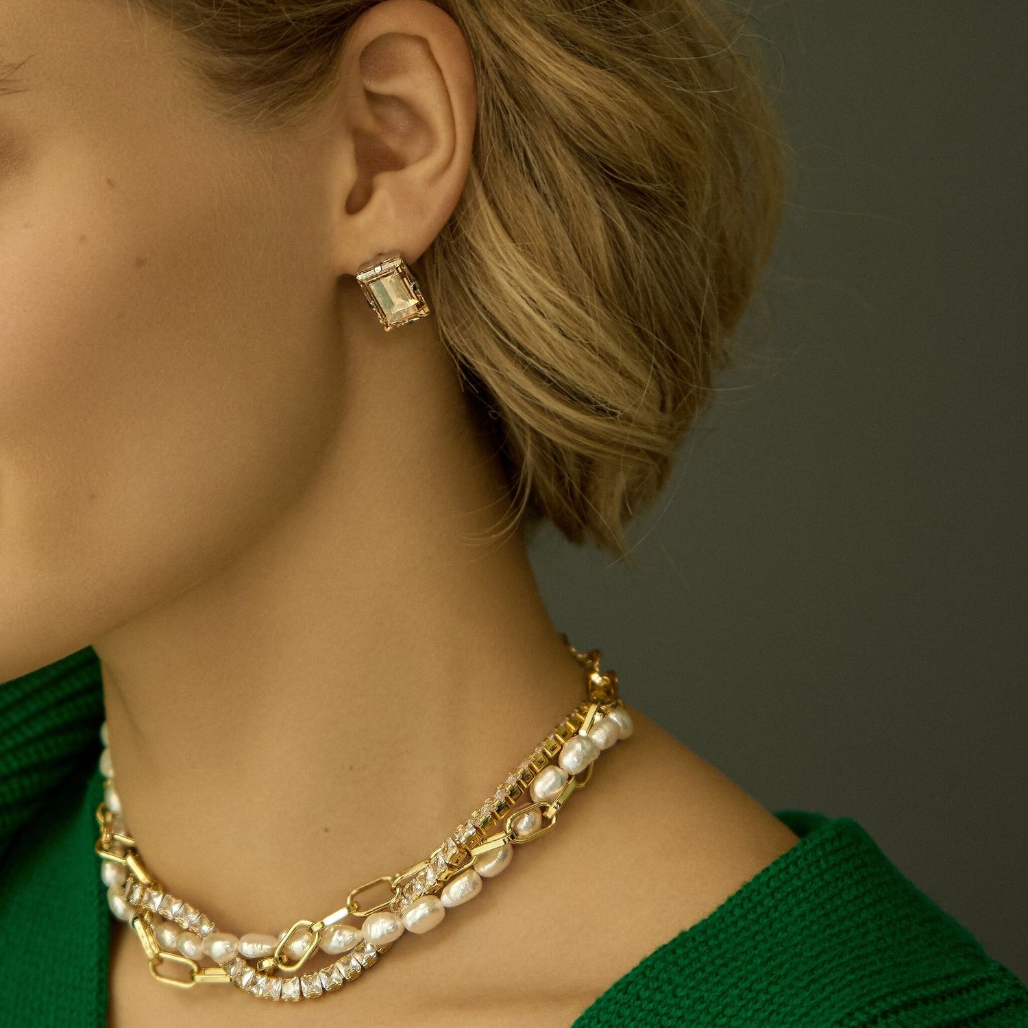 Серьги Step Cut Gold Earrings