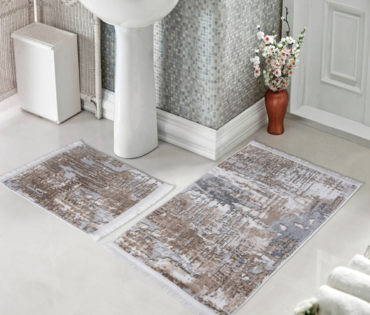 Набор ковриков для ванной и туалета, 60x100/50x60 см, цвет Серо-Коричневый