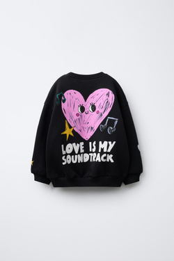 ZARA ТОЛСТОВКА С ПРИНТОМ, ЧЕРНЫЙ