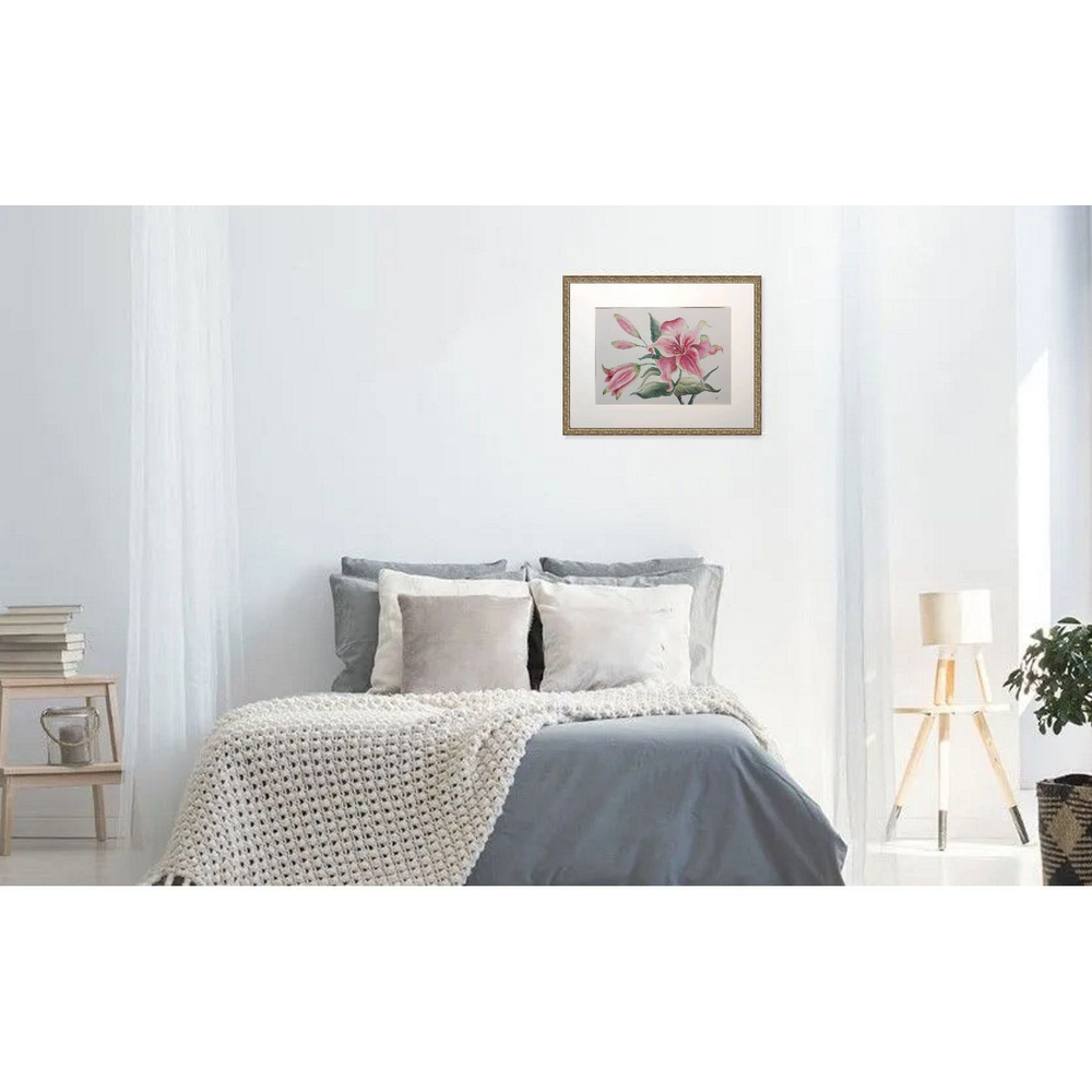 Картина авторская акварельная в паспарту 30х40 см на стену для интерьера "Лилии "