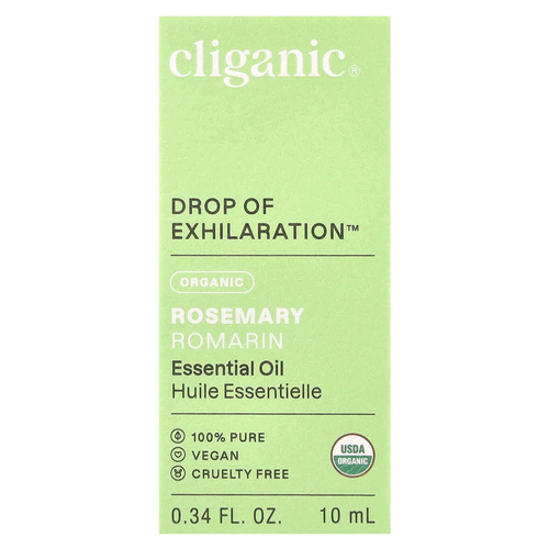 Cliganic, Drop of Exhilaration ™, органическое эфирное масло розмарина, 10 мл (0,34 жидк. Унции)