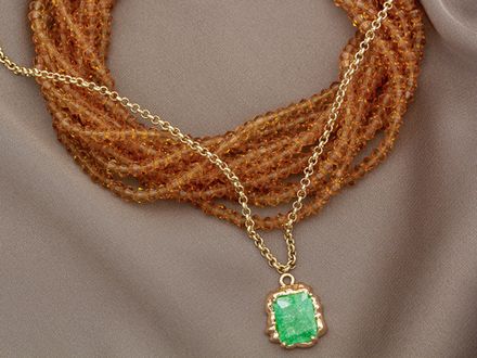 Подвеска с зеленым кристаллом 16,2х12,7мм (эффект битого стекла)