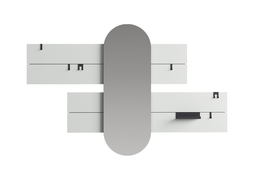 Вешалка Stripe L горизонтальная с зеркалом 60*160 см (светло-серый)