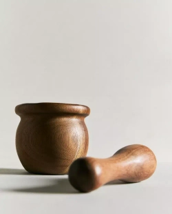 ZARA HOME ПЕСТИК И СТУПКА ИЗ ДЕРЕВА, СВЕТЛО-БЕЖЕВЫЙ