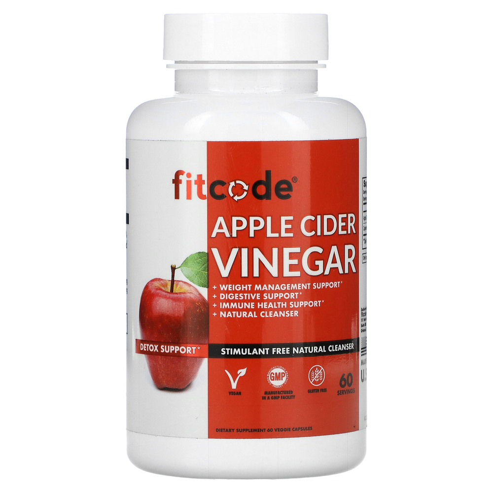 fitcode, яблочный уксус, 60 растительных капсул