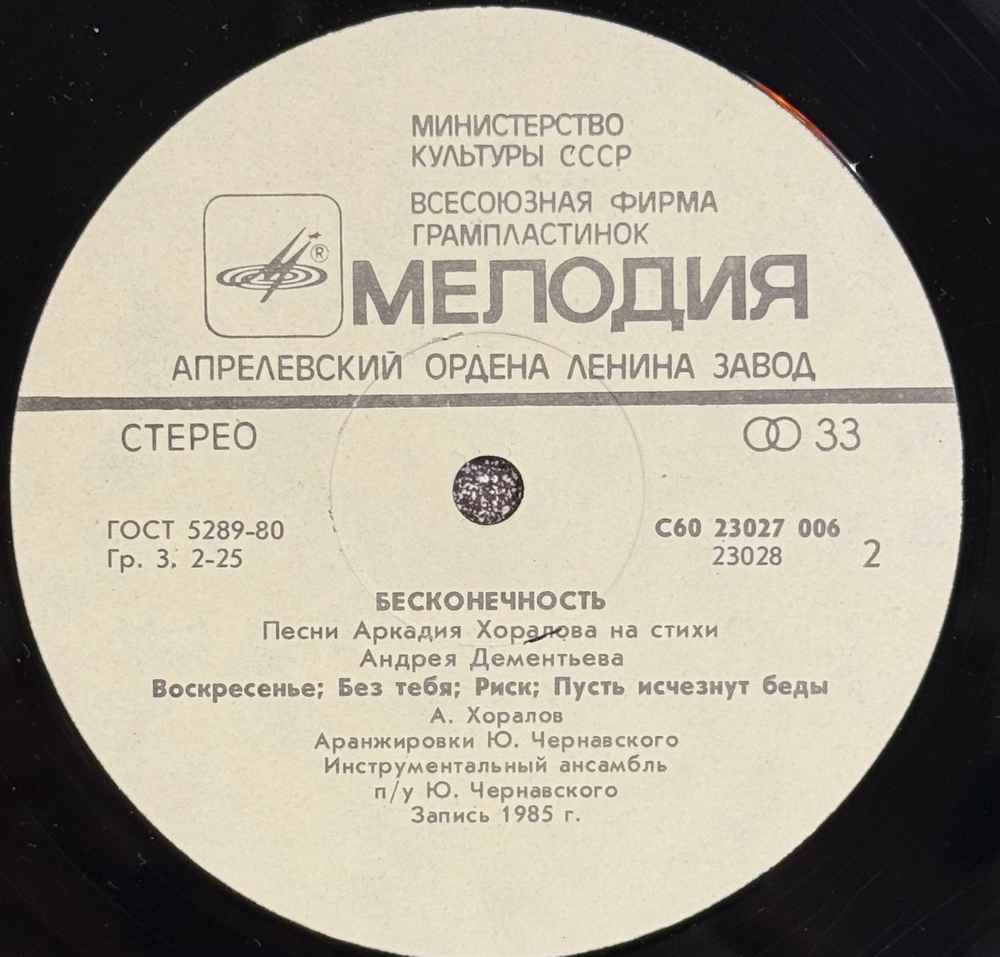 Виниловая пластинка Аркадий Хоралов - Бесконечность (Мелодия) LP