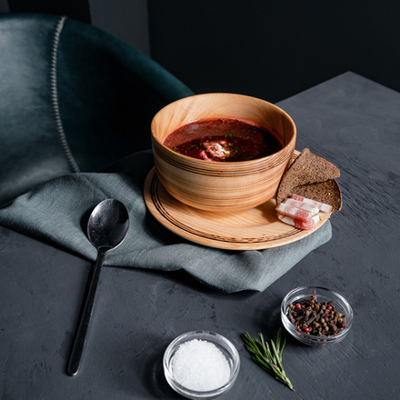 Бульонная пара Art of Siberia из Сибирского Кедра бульонница и сервировочная тарелка TN64