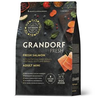 Сухой корм GRANDORF FRESH DOG Salmon MINI лосось с бататом для взрослых собак мелких пород, для здоровья кожи и шерсти или склонных к аллергии 3кг