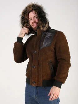 Дубленка натуральная куртка зимняя с капюшоном