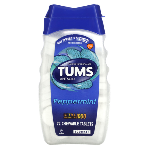 Tums, Сверхсильный антацид, перечная мята, 72 жевательные таблетки (1000 мг в каждой таблетке)
