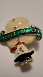 Новогодняя брошь снеговик с трубкой