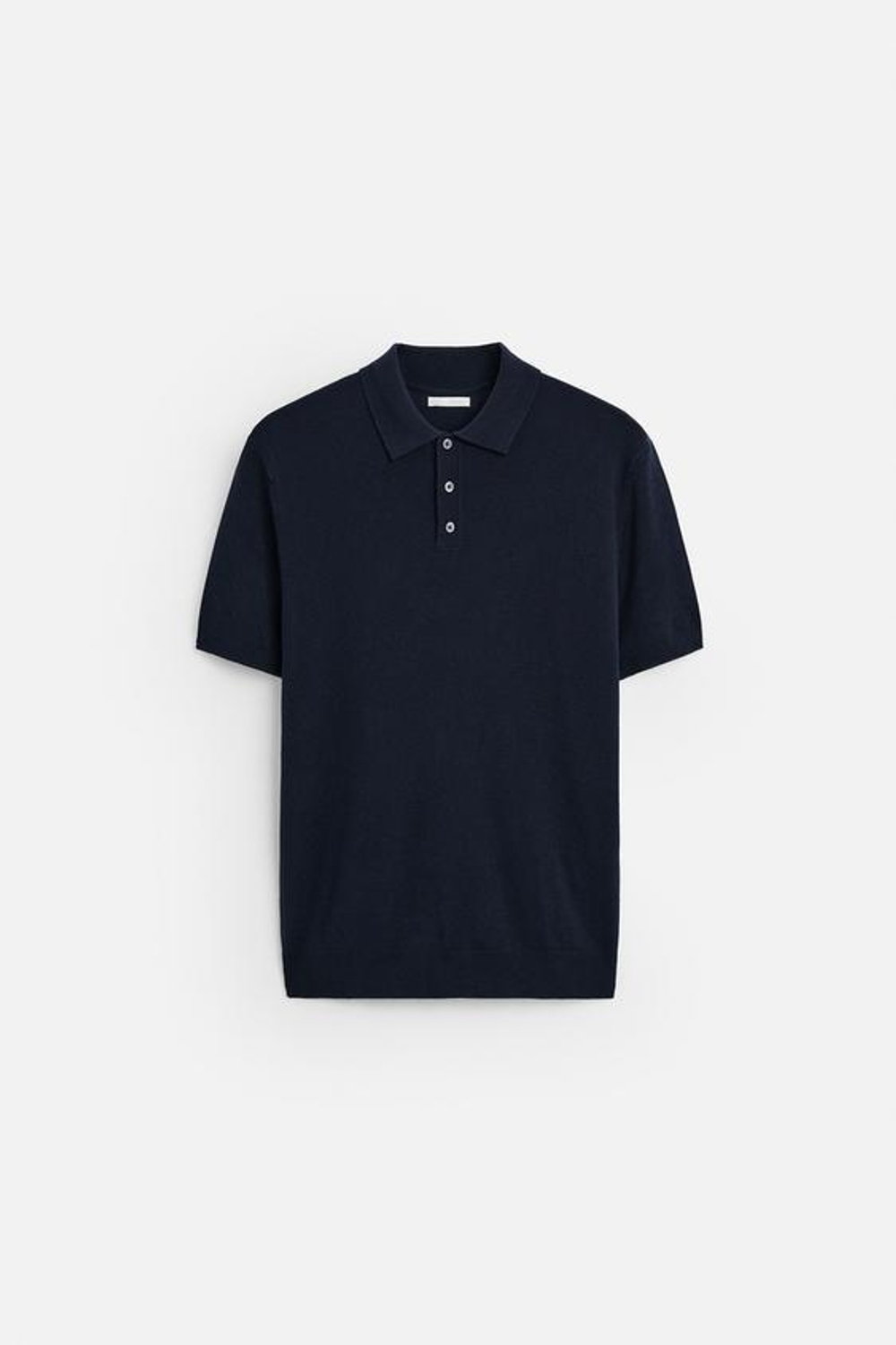 ZARA ПОЛО ИЗ СМЕСОВОЙ ВИСКОЗЫ, МОРСКОЙ СИНИЙ