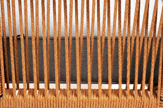 "Канны" кресло плетеное из роупа, каркас алюминий светло-серый (RAL7035) муар, роуп светло-серый круглый, ткань светло-серая