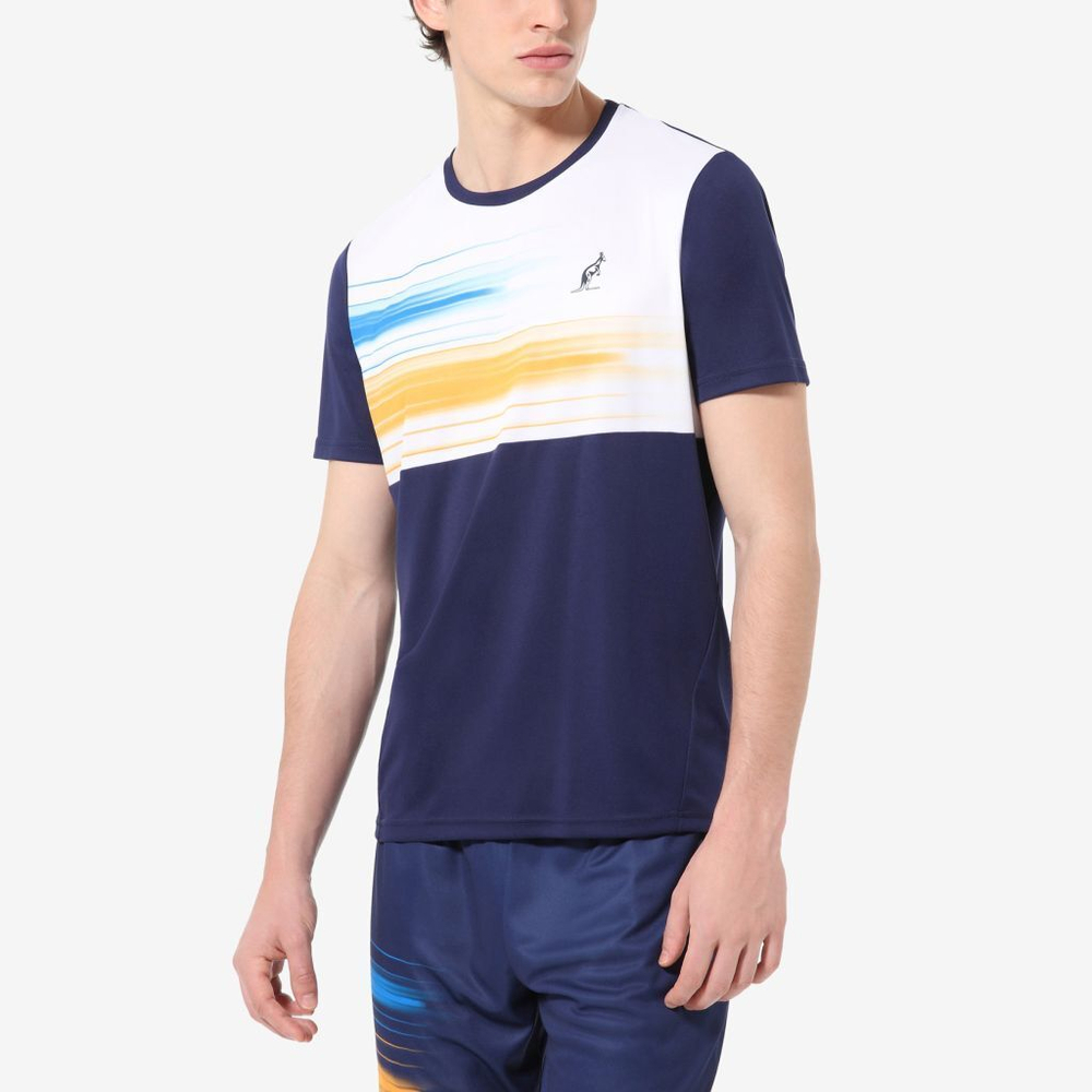 Мужская теннисная футболка Australian Ace T-Shirt Brush Line Print - небесный