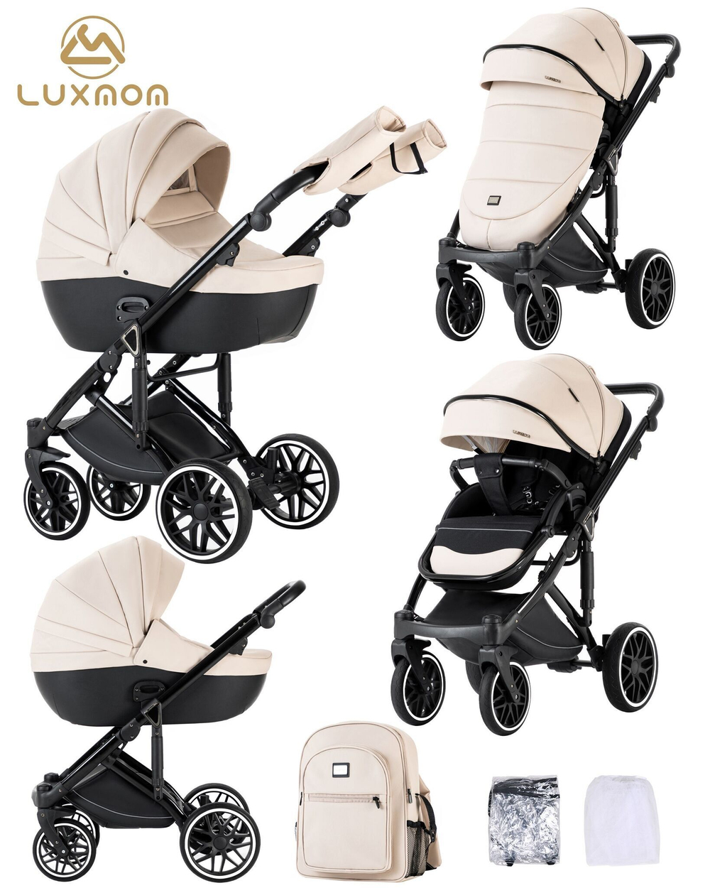Детская модульная коляска 2в1 Luxmom F2 экокожа
