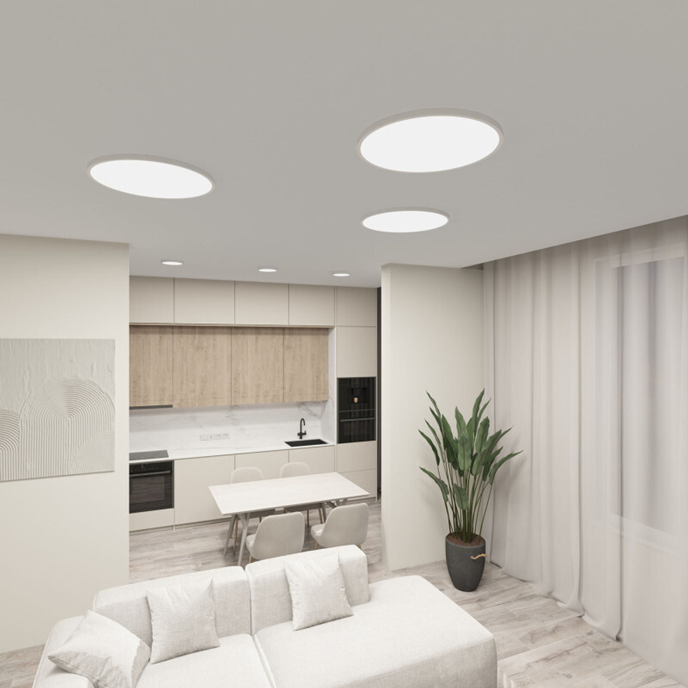 DK6522-WH Накладной светильник THIN, IP40, 36W, 3000K/4000K/6500K, переключатель цветовой температуры на корпусе, белый, полимер