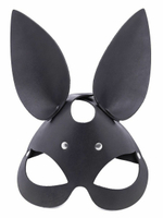 Черная гладкая маска Зайка с длинными ушками