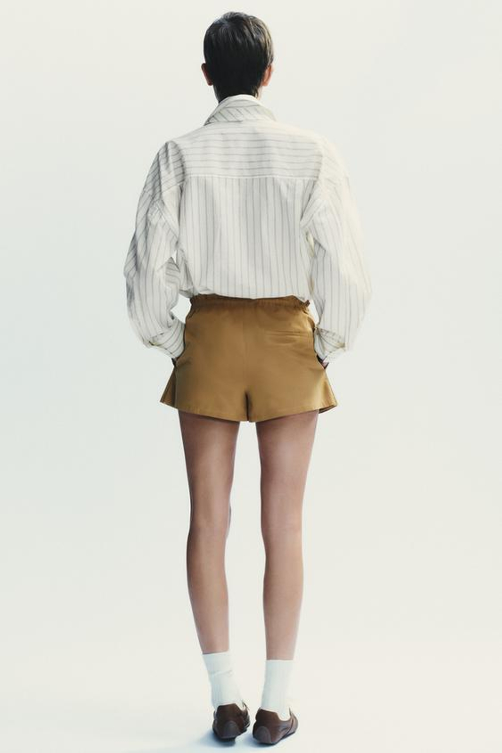 ZARA ЮБКА-ШОРТЫ С ПУГОВИЦАМИ, МЯГКИЙ КАШТАНОВЫЙ