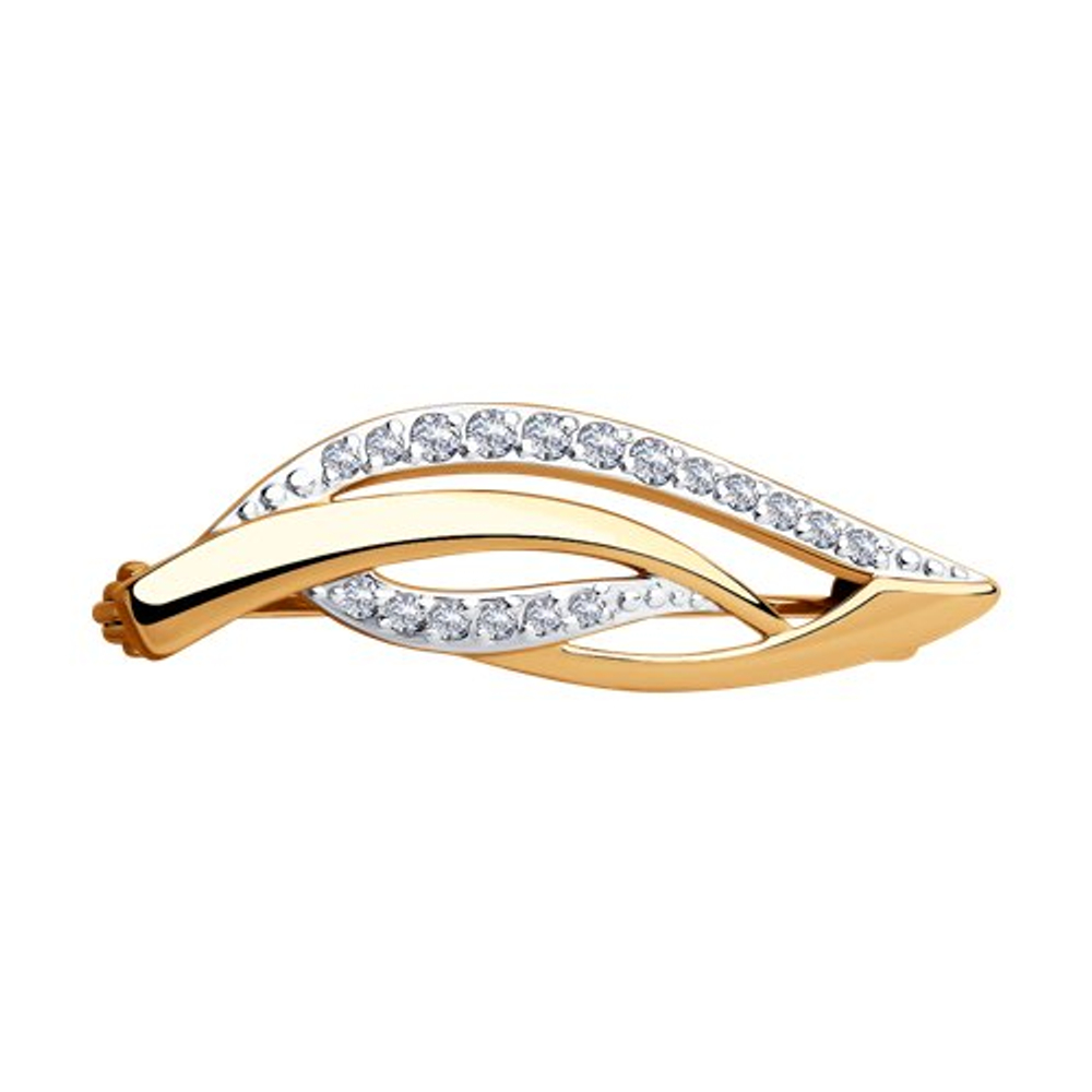 Брошь из золота с фианитами