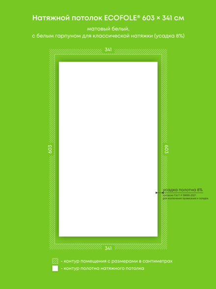 Матовый натяжной потолок 20.6 м2