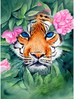 Картина по номерам 17х22см. "Тигр в кустах" 14цв. коробка (Арт. Х-3870)