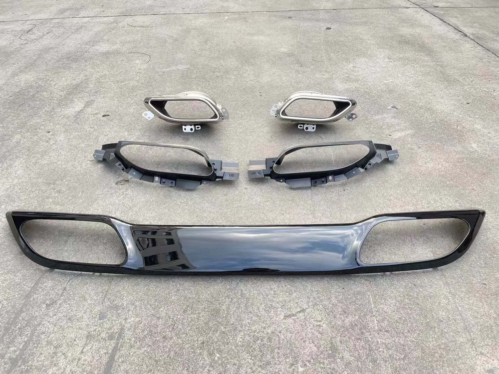 Диффузор заднего бампера с насадками на выхлоп для Jaguar F-Pace 2021+ Ягуар