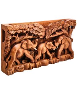 Decor and Gift 17-014_B Панно резное «Слоны» (суар, о.Бали)