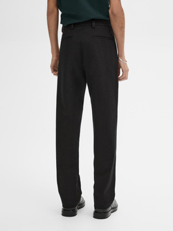 Massimo Dutti Брюки прямого кроя из смесового хлопкового твила, темно-синий