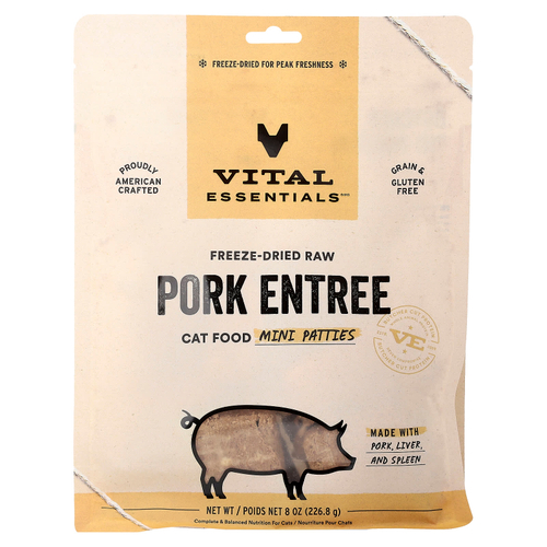 Vital Essentials, сублимированный сырой корм для кошек, блюдо из свинины, 226,8 г (8 унций)